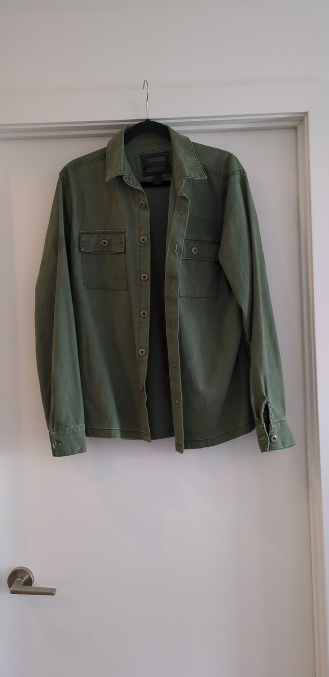21men Olive Green Military Field Shirt Jacket